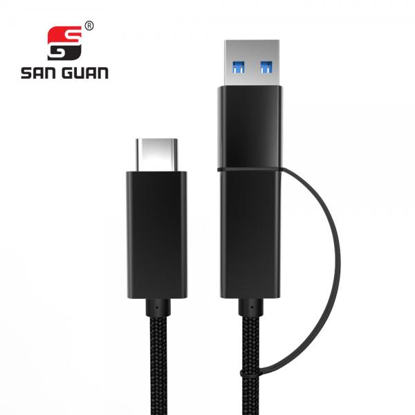 Picture of 2 in 1 Type-C&USB 3.0A TO Type-C Nylon（black）usb cable